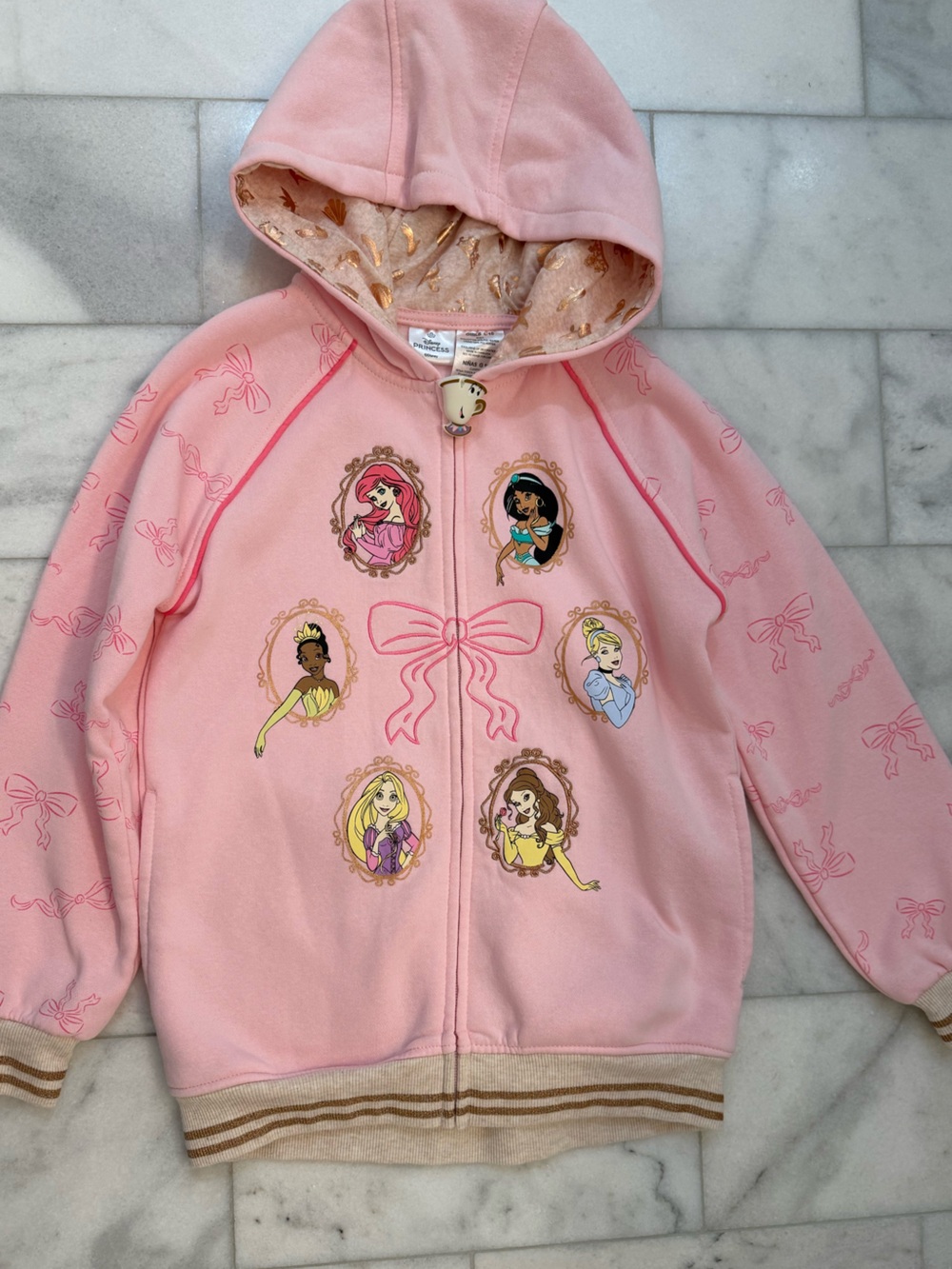 Disney Princess Character Zip Hoodie. EC. Size Large-Girls 10